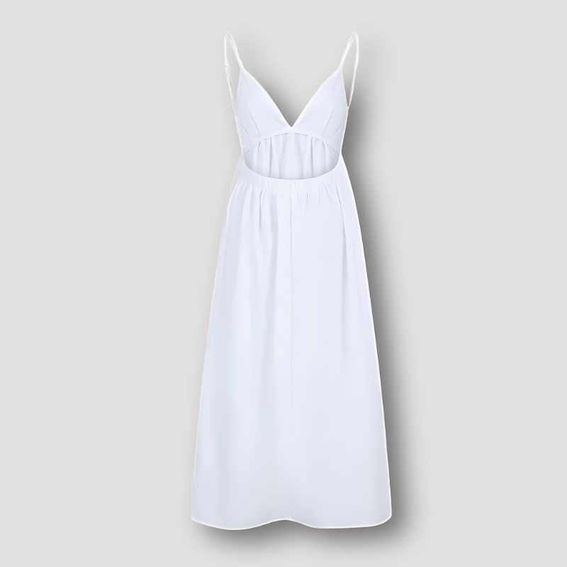 Spaghetti Strap Sleeveless Backless White Maxi Dress