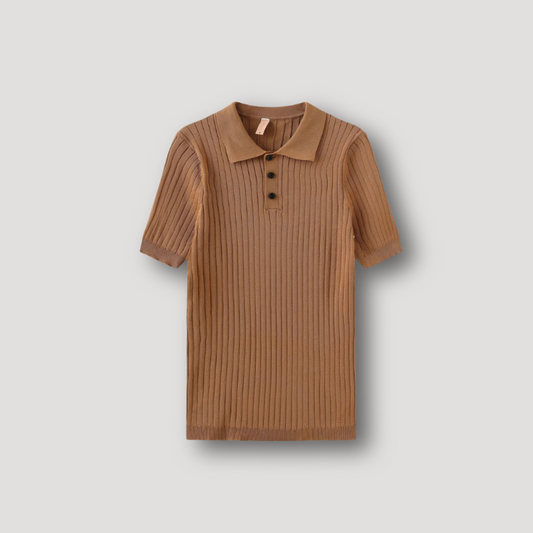 Casual Ribbed Knit Polo Shirts for Men