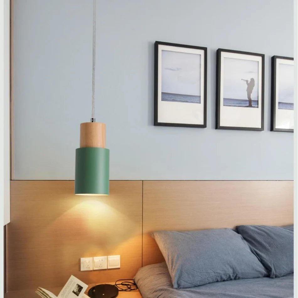 Simple Wooden Pendant Light - Led Compatible - Elegant Colorful