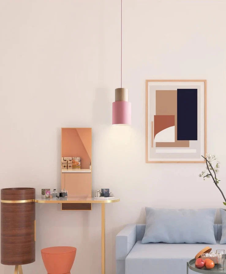 Simple Wooden Pendant Light - Led Compatible - Elegant Colorful