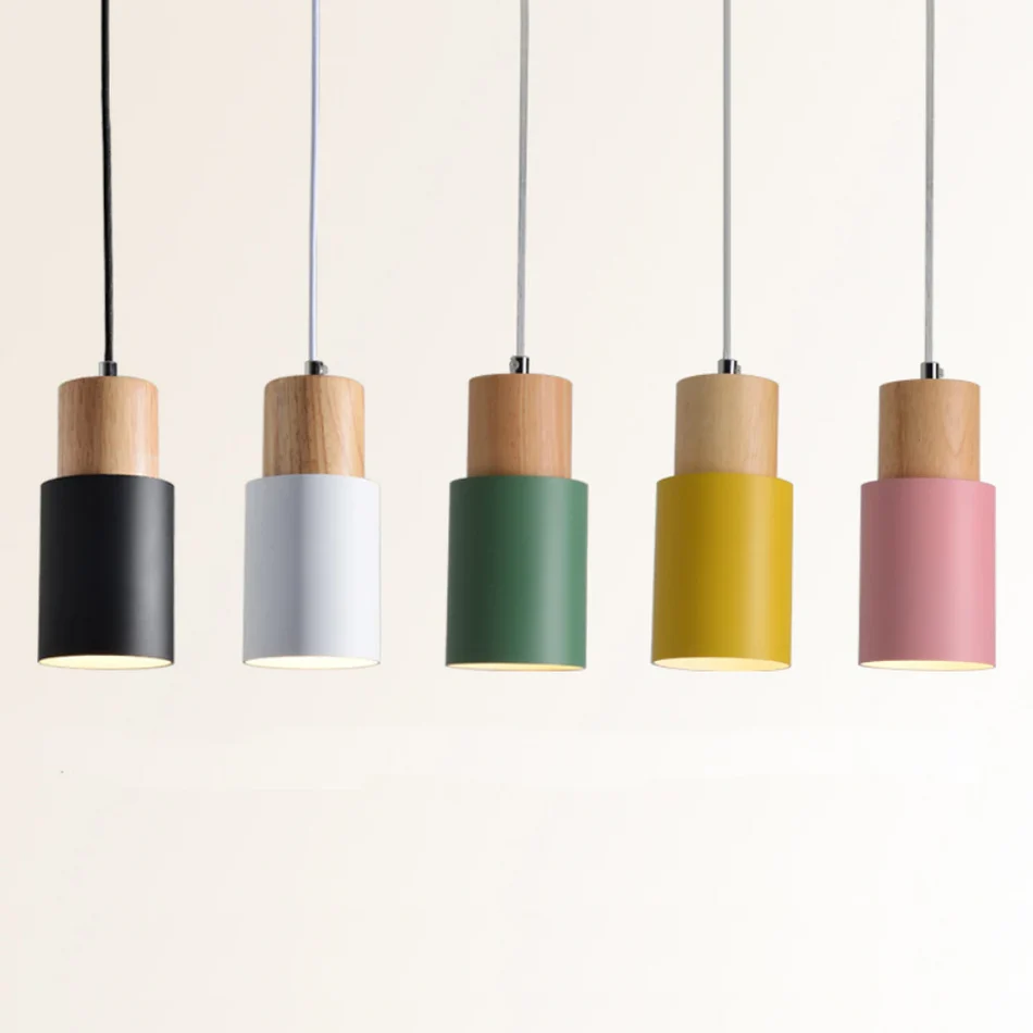 Simple Wooden Pendant Light - Led Compatible - Elegant Colorful