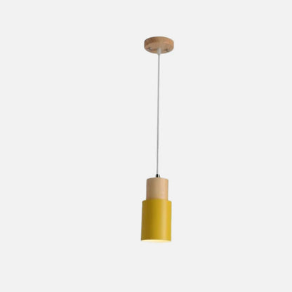 Simple Wooden Pendant Light - Led Compatible - Elegant Colorful