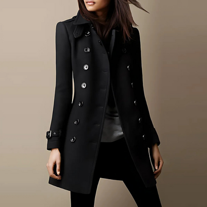 Double-Breasted Belted Cuffs Long Trench Coat Coat for Women