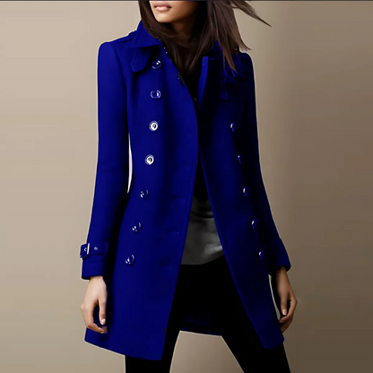 Double-Breasted Belted Cuffs Long Trench Coat Coat for Women