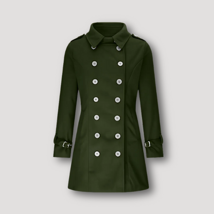 Double-Breasted Belted Cuffs Long Trench Coat Coat for Women