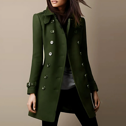 Double-Breasted Belted Cuffs Long Trench Coat Coat for Women