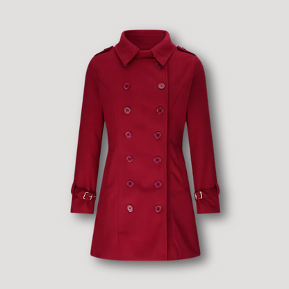 Double-Breasted Belted Cuffs Long Trench Coat Coat for Women