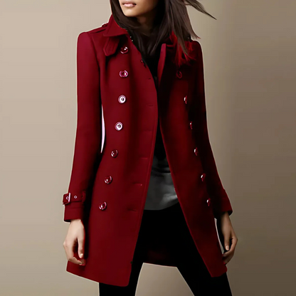 Double-Breasted Belted Cuffs Long Trench Coat Coat for Women