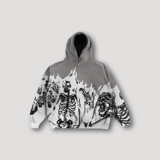 Burning Skeleton Plus Size Hooded Sweatshirt