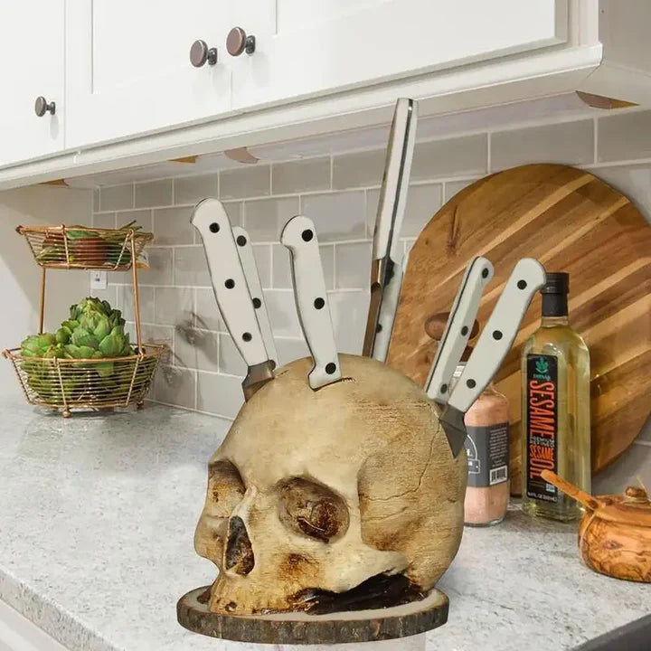 Skull Shape Knife Holder - Kitchen Decor - Spooky Design
