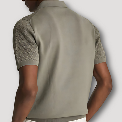 Ribbed Hem Diamond Pattern Golf Shirt for Men