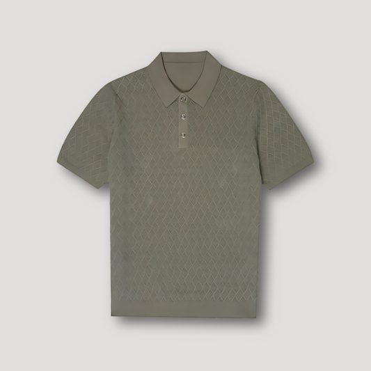 Ribbed Hem Diamond Pattern Golf Shirt for Men