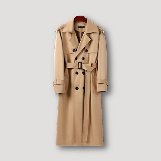 Casual Lapel Long Trench Coat Men