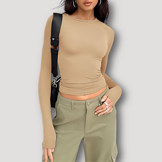 Slim Fitted Long Sleeve Crop Top for Women