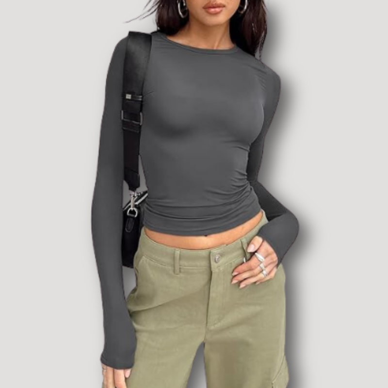 Slim Fitted Long Sleeve Crop Top for Women