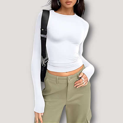 Slim Fitted Long Sleeve Crop Top for Women