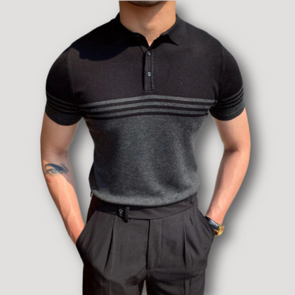 Striped Two Tone Knitted Polo Shirt for Men