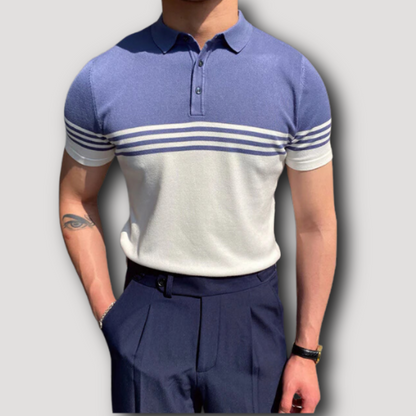 Striped Two Tone Knitted Polo Shirt for Men