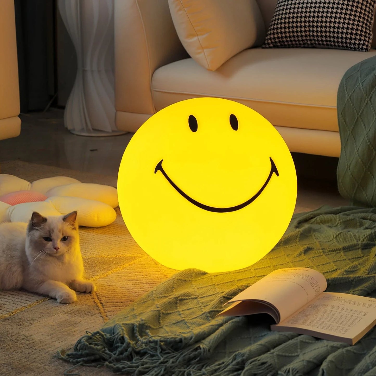 Smiley Style Table Lamp - Plastic Material - Led Bulb
