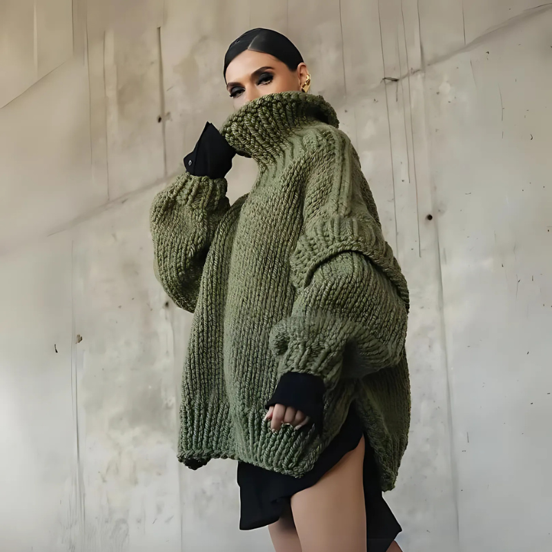 Women s Oversized Chunky Knit Turtleneck Sweater Sydneymode