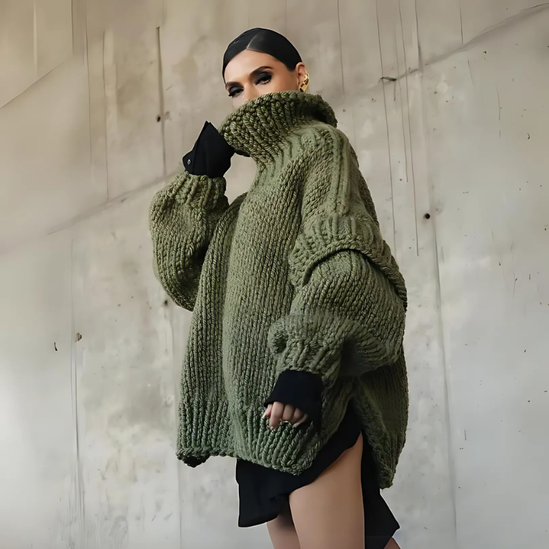 Oversized chunky knit turtleneck sweater best sale