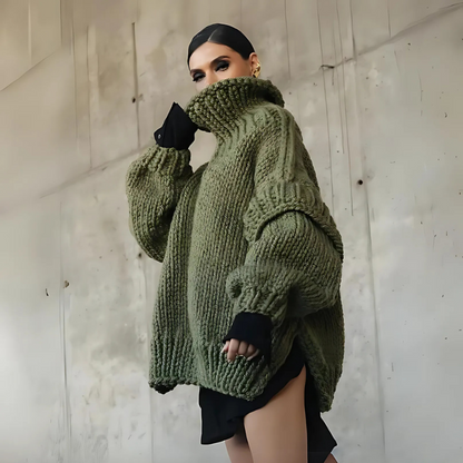 Women’s Oversized Chunky Knit Turtleneck Sweater