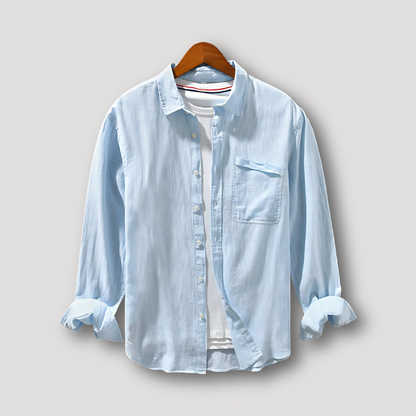 Casual Linen Men Button Up Shirt