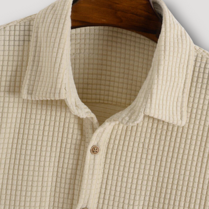 Short Sleeve Half Button Waffle Shirt for Men