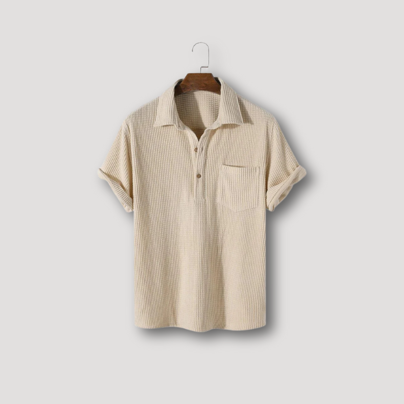 Short Sleeve Half Button Waffle Shirt for Men