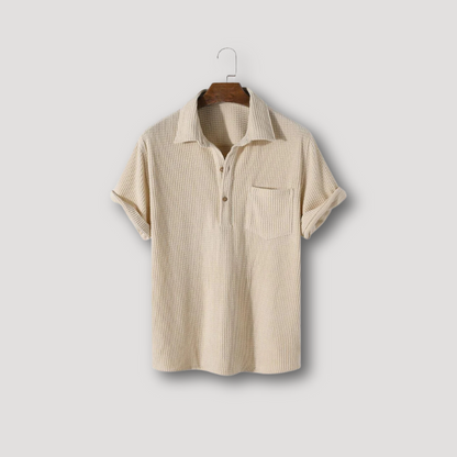 Short Sleeve Half Button Waffle Shirt for Men