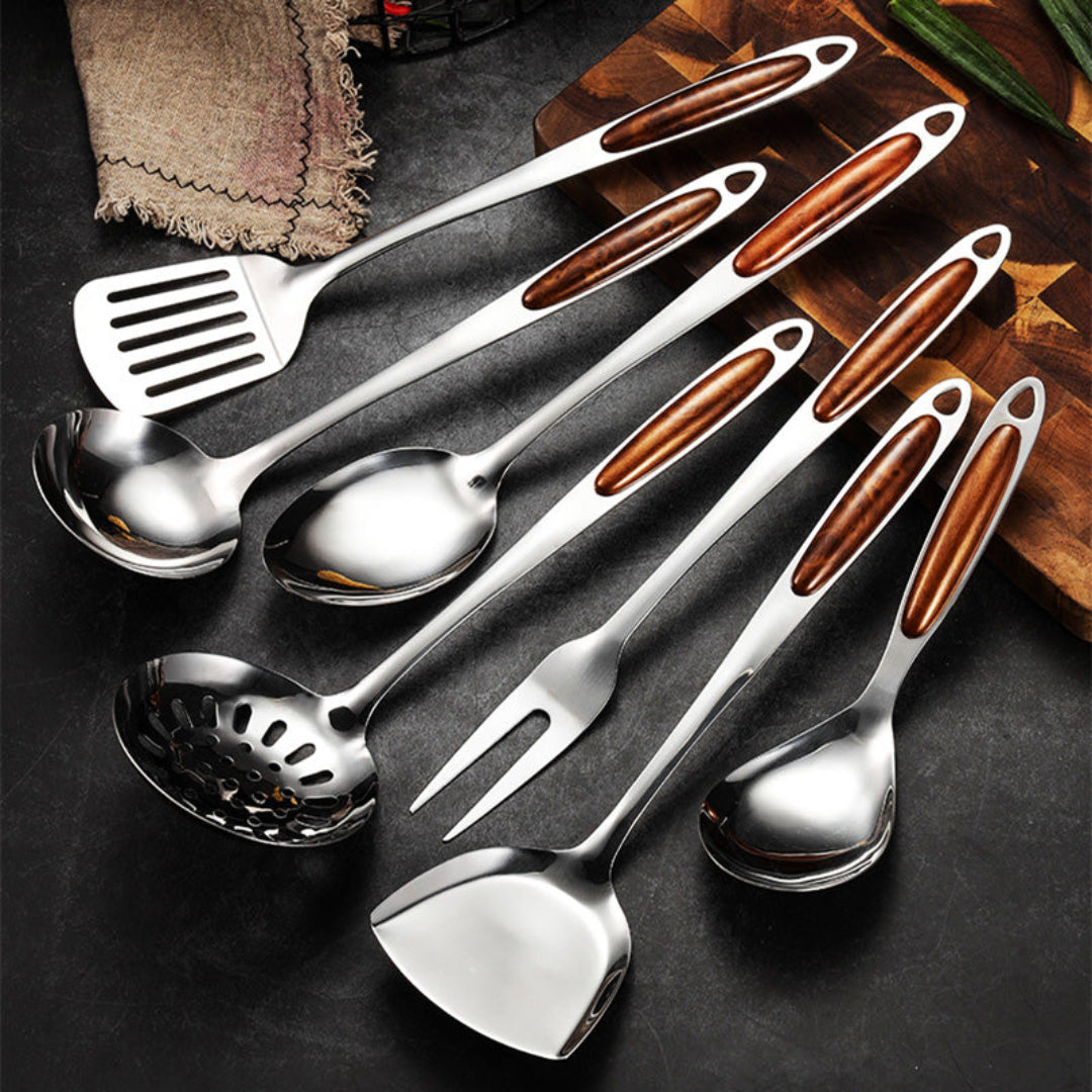 Stainless Steel Kitchen Utensils Set - Ergonomic Handles - Non Toxic and Durable