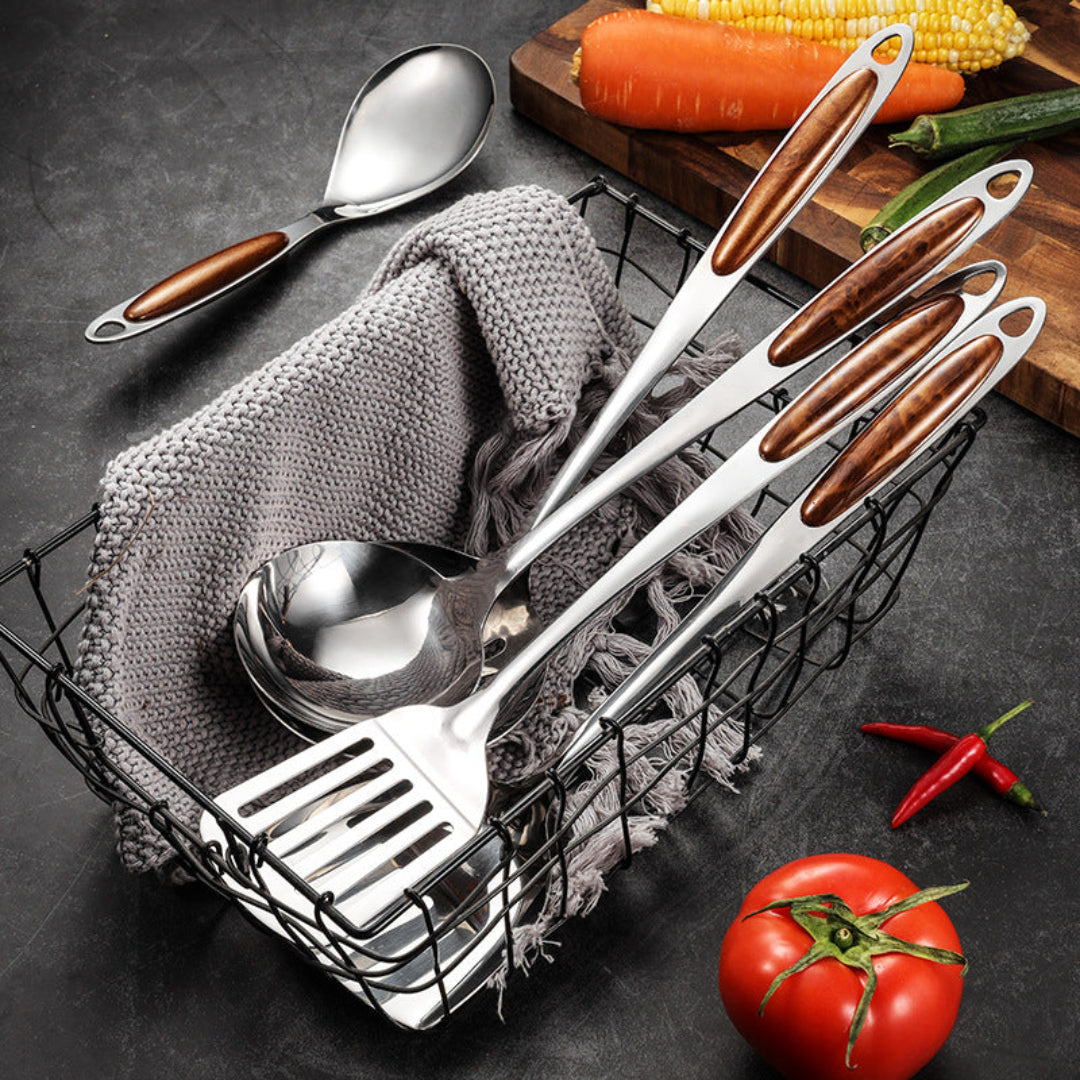 Stainless Steel Kitchen Utensils Set - Ergonomic Handles - Non Toxic and Durable