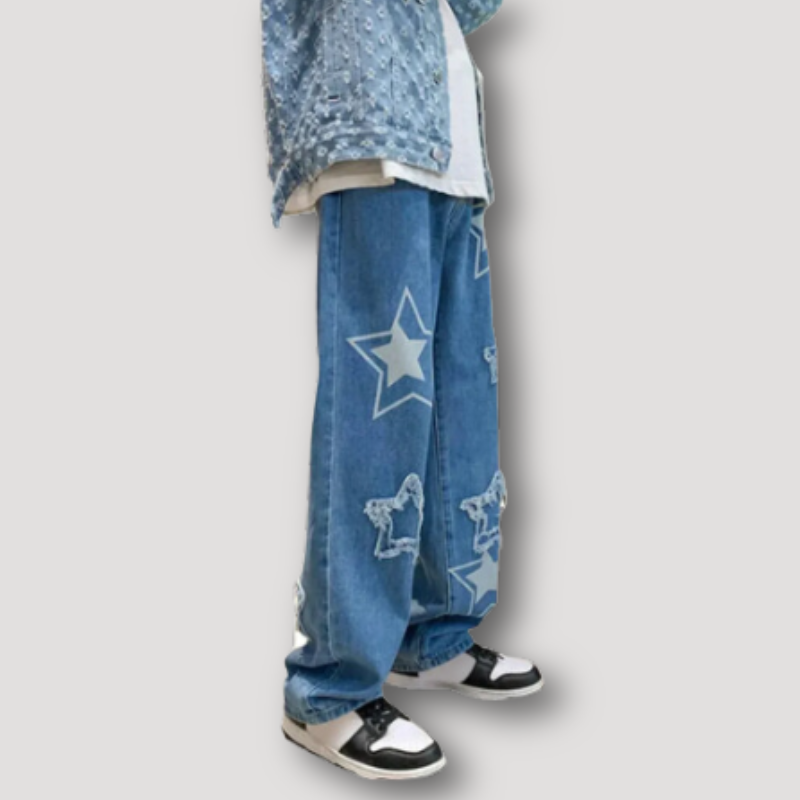 Five-pointed Star Baggy Jeans Men