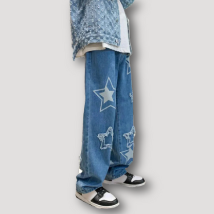 Five-pointed Star Baggy Jeans Men