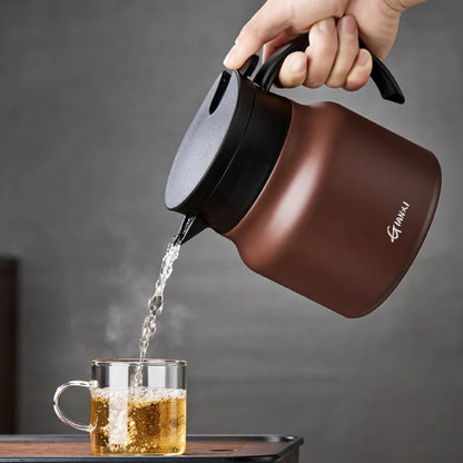 Stewed Tea Pot Insulated - Built in Infuser - 800ml Capacity - Ceramic & Stainless Steel - Modern Tea Pot