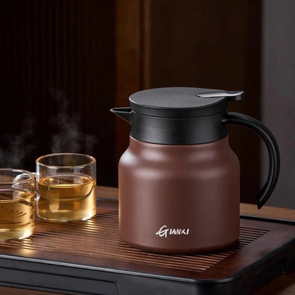 Stewed Tea Pot Insulated - Built in Infuser - 800ml Capacity - Ceramic & Stainless Steel - Modern Tea Pot