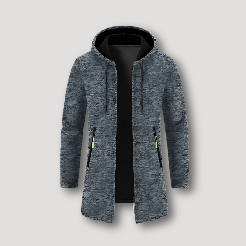 Full Zip Marbled Knit Texture Zip up Hoodie on Sale