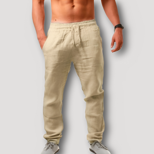 Summer Straight Trousers Cotton Linen Pants on Men