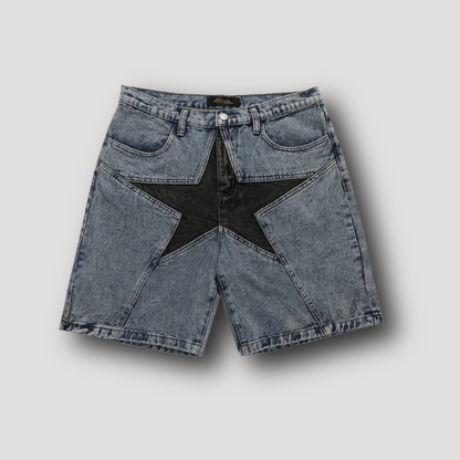 Black Star Denim Shorts Streetwear