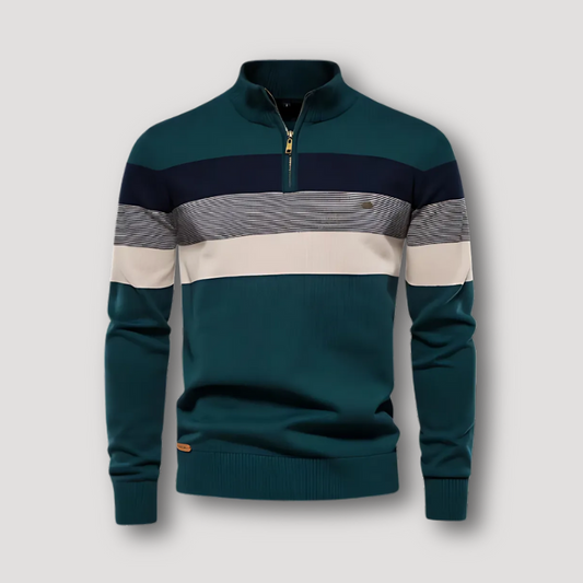 Color Blocked Half Zip Sweater for Men