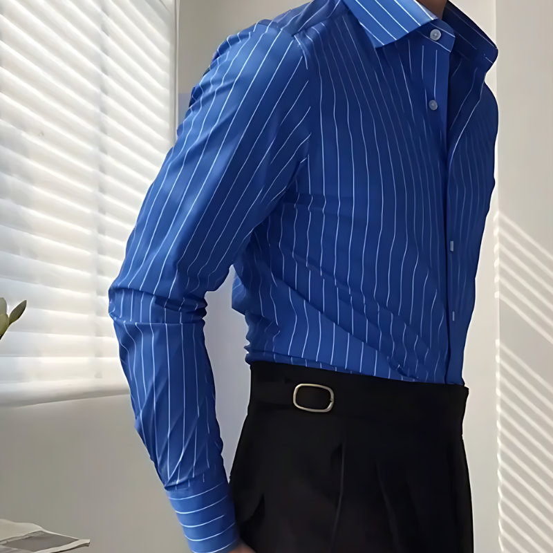 Button Up Long Sleeve Business Shirt Men