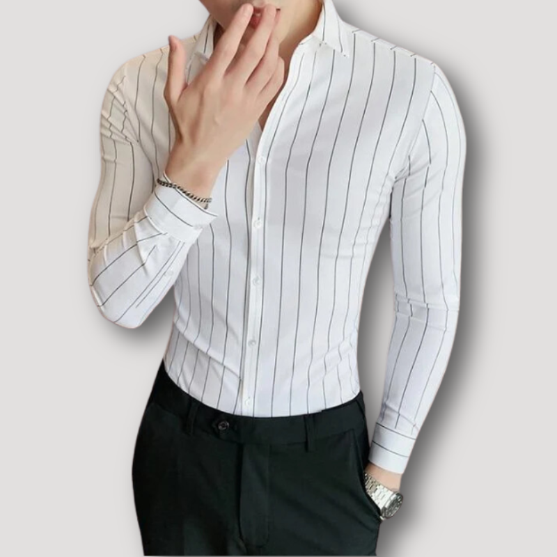 Classic Striped Long Sleeve Business Polo Shirts