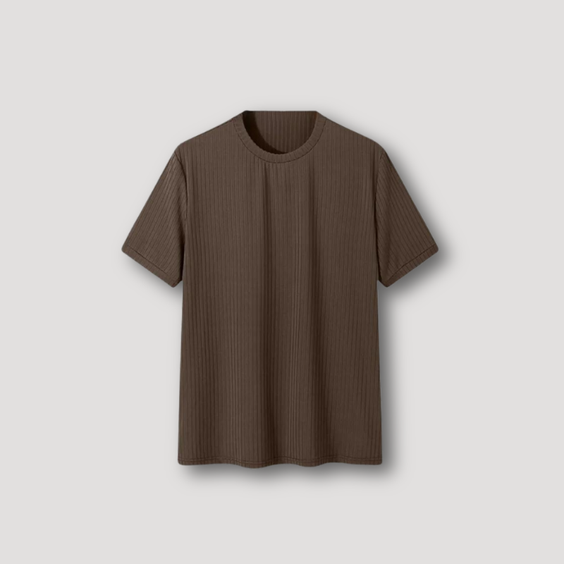 Ribbed Knit Short Sleeve Shirt for Man