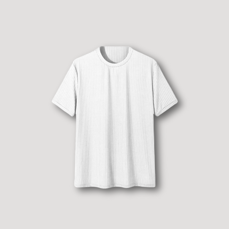 Ribbed Knit Short Sleeve Shirt for Man