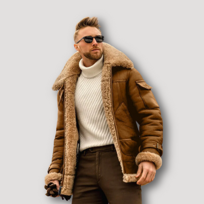 Faux Shearling-Lined Aviator Jacket Men