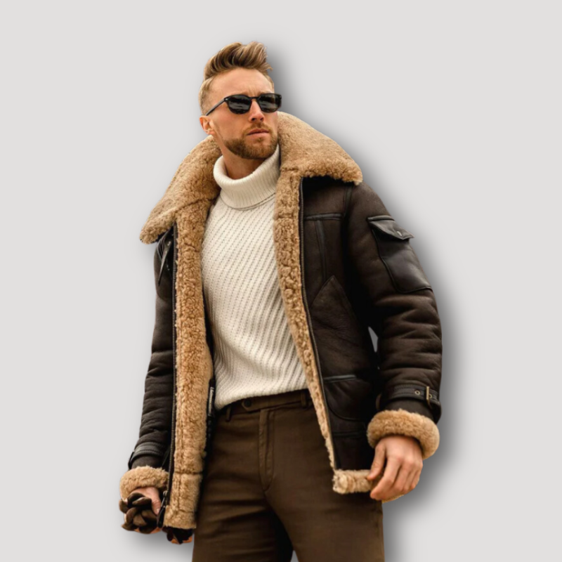 Faux Shearling-Lined Aviator Jacket Men