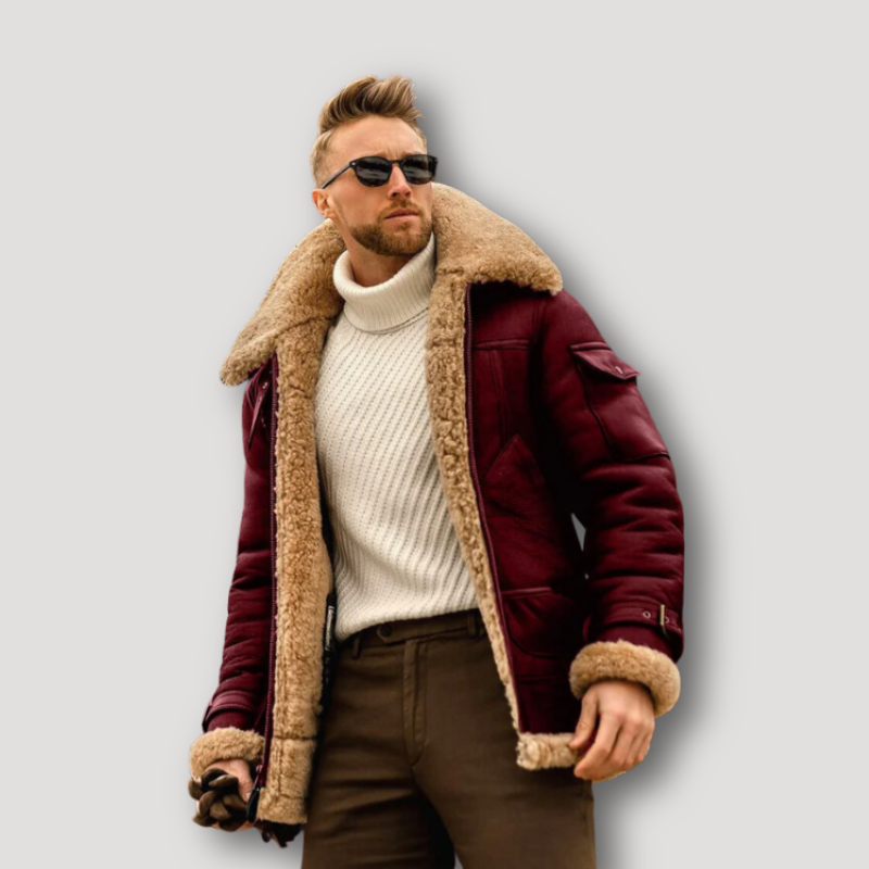 Faux Shearling-Lined Aviator Jacket Men