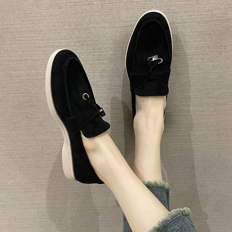 Suede Loafers Non Slip Flat Shoes Women