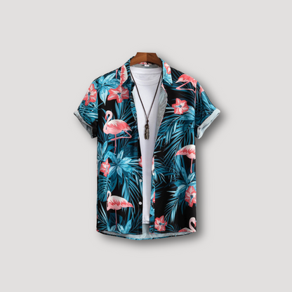 Tropical Flamingo Button Up Hawaiian Shirt