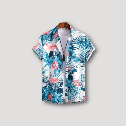 Tropical Flamingo Button Up Hawaiian Shirt